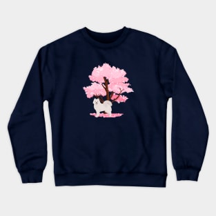 Samoyed Dog with Spring Sakura Tree Crewneck Sweatshirt